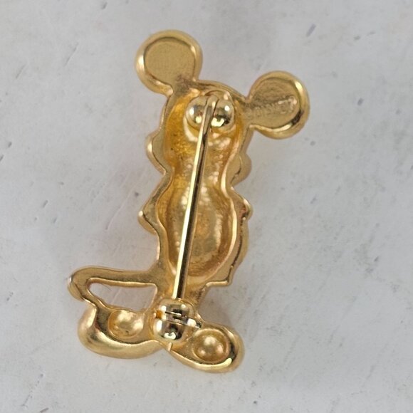 Gold-Toned Vintage Disney Designs Mickey Mouse Pin Brooch - Picture 3 of 5